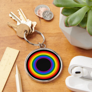 REGENBOOGVLAG - STREPEN - LGBT kleuren Ringen Sleutelhanger