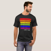 Regenboogvlag Stripes Gay Pride LGBT Distress Vin T-shirt (Voorkant volledig)