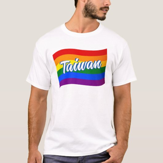 Regenboogvlag Taiwan Taipei Gay Pride LGBTQ T-shirt (Voorkant)