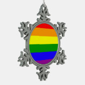 Regenboogvlag Tin Sneeuwvlok Ornament (Links)