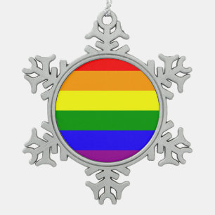 Regenboogvlag Tin Sneeuwvlok Ornament