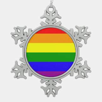 Regenboogvlag Tin Sneeuwvlok Ornament