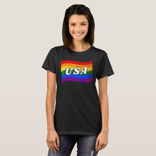 Regenboogvlag Verenigde Staten Amerikaanse Gay Pri T-shirt (Voorkant volledig)