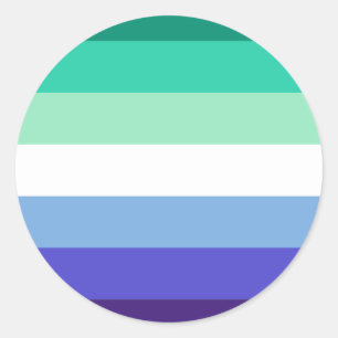 Regenboogvlag voor homoseksuele mannen (Azure & Bl Ronde Sticker
