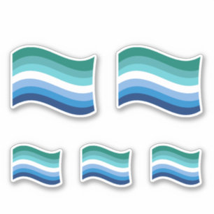 Regenboogvlag voor homoseksuele mannen in azuurbla sticker