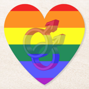 Regenboogvlag voor mannelijke paardenbonnen kartonnen onderzetters