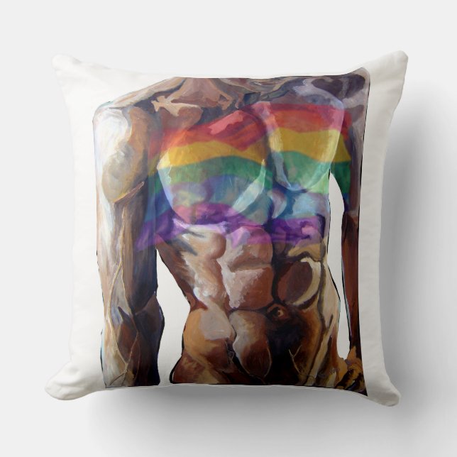 Regenboogvlag voor mannelijke torso kussen (Voorkant)