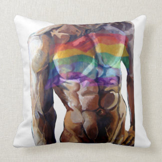 Regenboogvlag voor mannelijke torso kussen