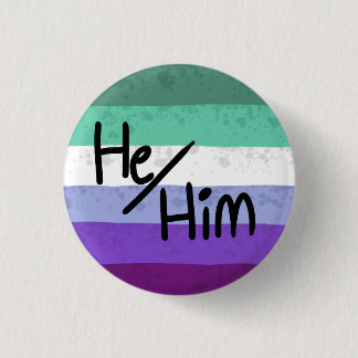 Regenboogvlag voornaamwoorden speld hij/hij ronde button 3,2 cm