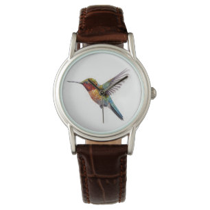 Regenboogvleugels: levendige kolibrie kunst horloge