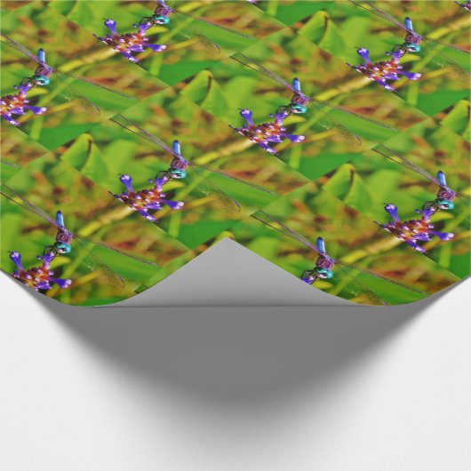 Regenboogvlieg en -bloem cadeaupapier (Hoek)