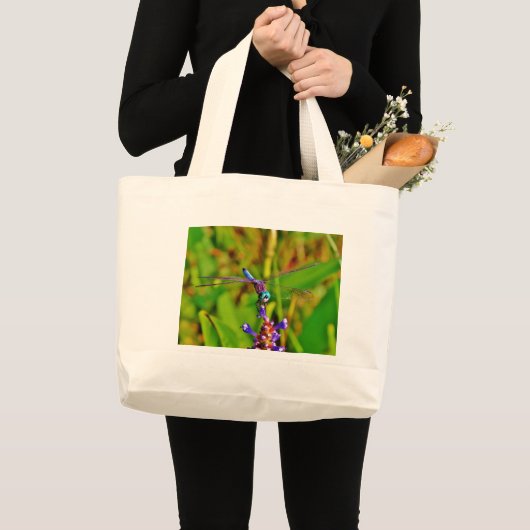 Regenboogvlieg en -bloem grote tote bag (Voorkant (product))