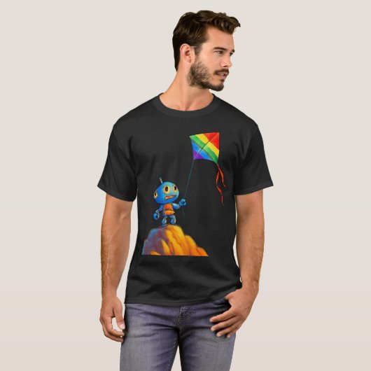 Regenboogvlieger met bergrobot t-shirt (Voorkant volledig)