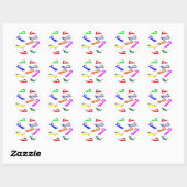 Regenboogvliegtuigen Ronde Sticker (Vel)