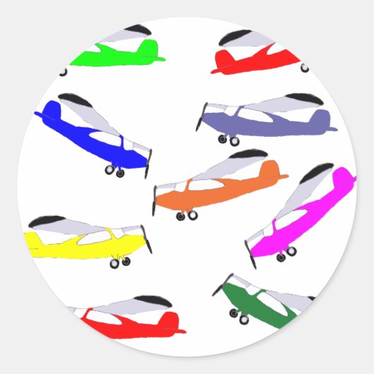 Regenboogvliegtuigen Ronde Sticker (Voorkant)