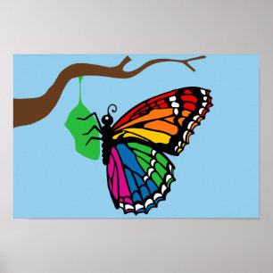 Regenboogvlinder afkomstig van chrysalis poster