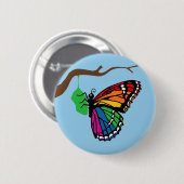 Regenboogvlinder afkomstig van chrysalis ronde button 5,7 cm (Voorkant /achterkant)