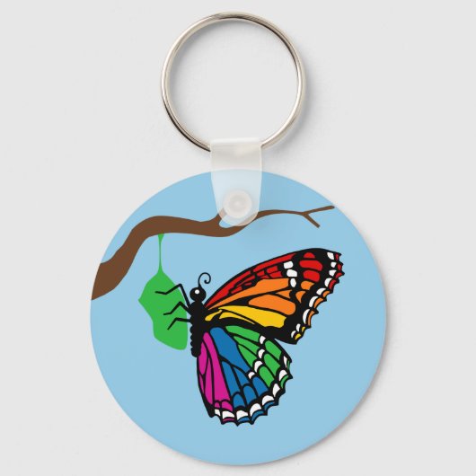 Regenboogvlinder afkomstig van chrysalis sleutelhanger (Voorkant)