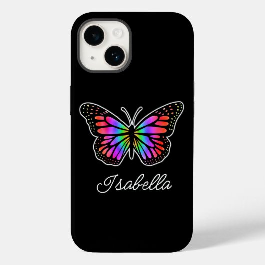 Regenboogvlinder en Jouw naam, gepersonaliseerd Case-Mate iPhone Case (Achterkant)