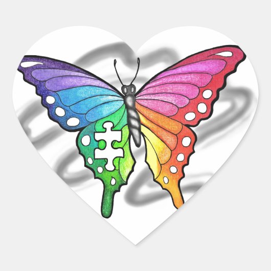 Regenboogvlinder Hart Sticker (Voorkant)