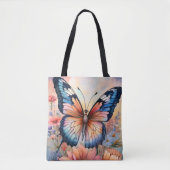 Regenboogvlinder in een bloementuin tote bag (Voorkant)
