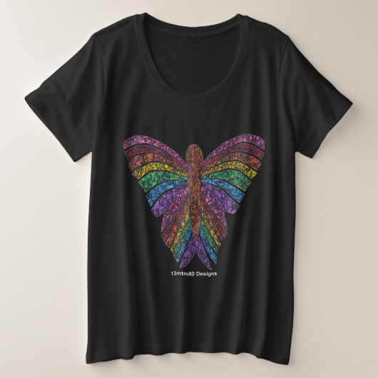 Regenboogvlinder (levendig) - T-shirt plusmaten (Design voorkant)