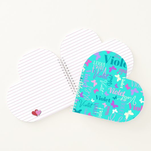 Regenboogvlinder met aangepaste naam aqua violet notitieboek (Binnen)