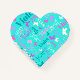 Regenboogvlinder met aangepaste naam aqua violet notitieboek