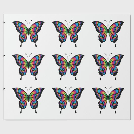 regenboogvlinder omslagpapier cadeaupapier (Vlak)