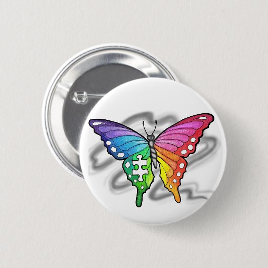 Regenboogvlinder Ronde Button 5,7 Cm (Voorkant /achterkant)