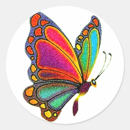 Regenboogvlinder Ronde Sticker (Voorkant)