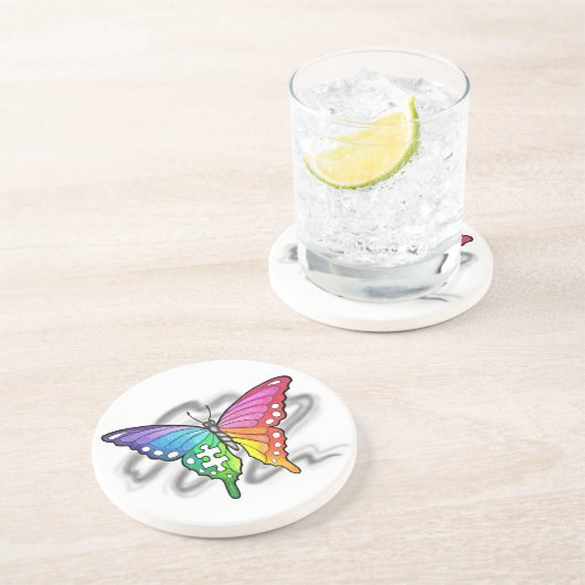 Regenboogvlinder Zandsteen Onderzetter (Zijkant)