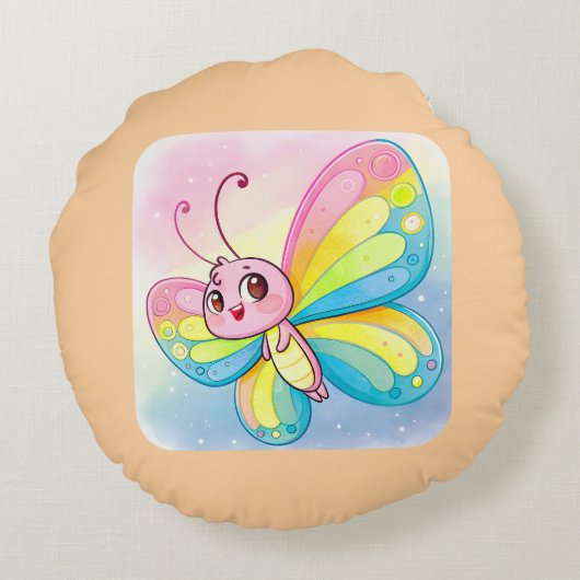 Regenboogvlinderrondvlieger Rond Kussen (Achterkant)