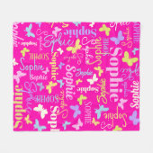 Regenboogvlinders, aangepaste naam Sophie in de ro Fleece Deken (Voorkant (Horizontaal))