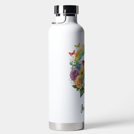 Regenboogvlinders en bloemen waterfles (Rechts)