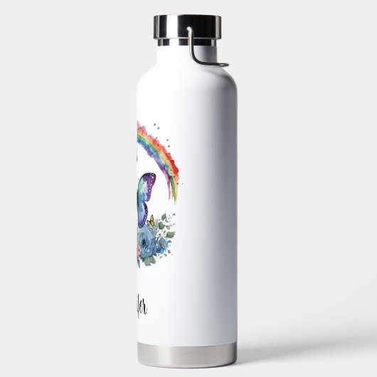 Regenboogvlinders en bloemen waterfles (Links)