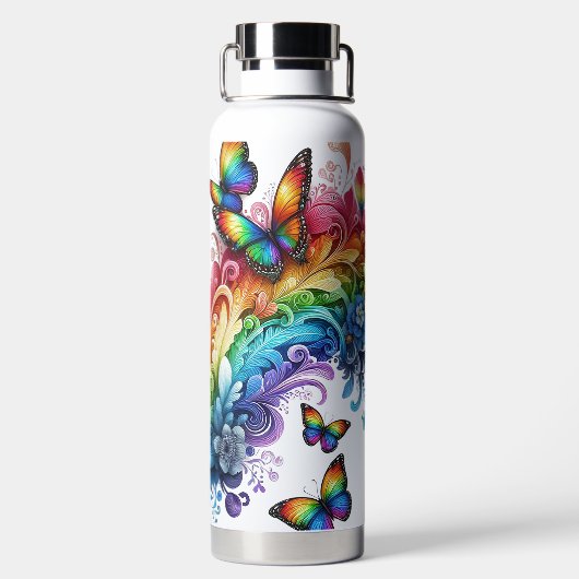 Regenboogvlinders Waterfles (Achterkant)