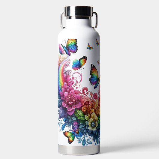 Regenboogvlinders Waterfles (Voorkant)