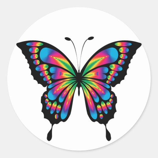 regenboogvlinderstaafstickers ronde sticker (Voorkant)