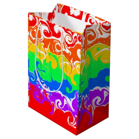 Regenboogvloed Kunstdag Medium Cadeauzakje (Achterkant Gekanteld)