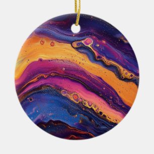 Regenboogvloeistof Giet Paarse & Sinaasappel Kleur Keramisch Ornament