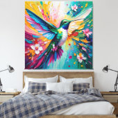 Regenboogvlucht: Levendige Kolibrie Canvas Afdruk (Insitu (Slaapkamer))