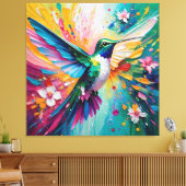 Regenboogvlucht: Levendige Kolibrie Canvas Afdruk (Insitu (Woonkamer))
