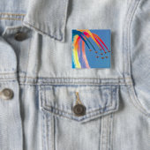 regenboogvlucht vierkante button 5,1 cm (In situ)