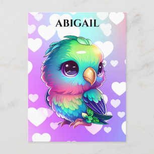 Regenboogvogel en harten briefkaart