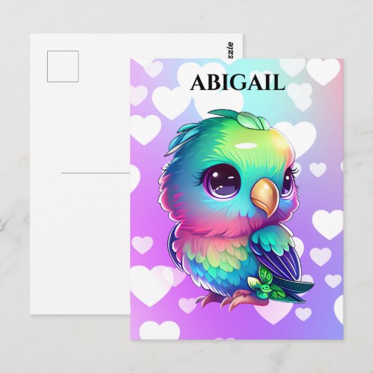 Regenboogvogel en harten briefkaart (Voorkant / Achterkant)