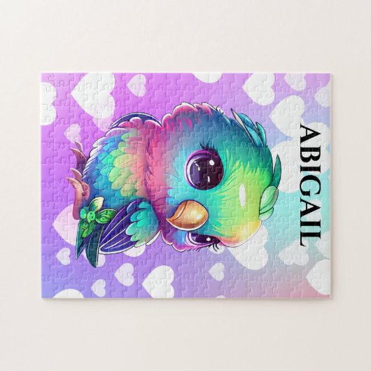 Regenboogvogel en harten legpuzzel (Horizontaal)