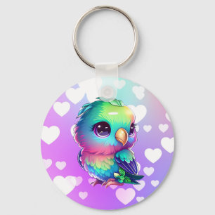 Regenboogvogel en harten sleutelhanger