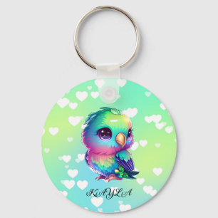 Regenboogvogel en harten sleutelhanger