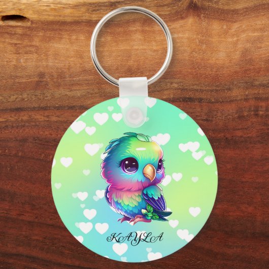 Regenboogvogel en harten sleutelhanger (Voorkant)